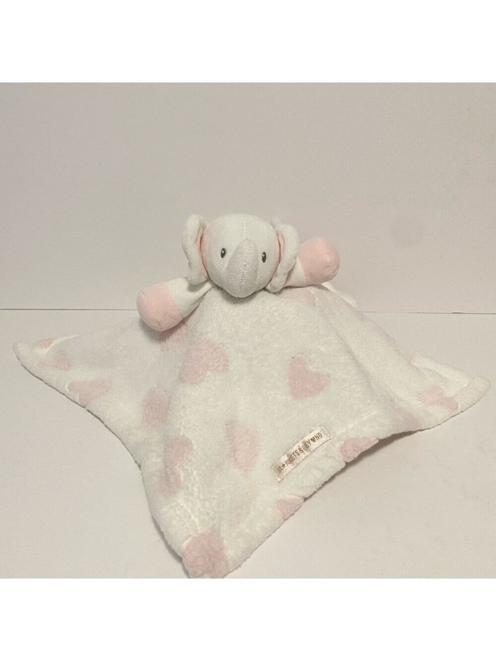 Blankets & Beyond Hearts Elephant Lovey Pink White Security Blanket Cuddle Toy